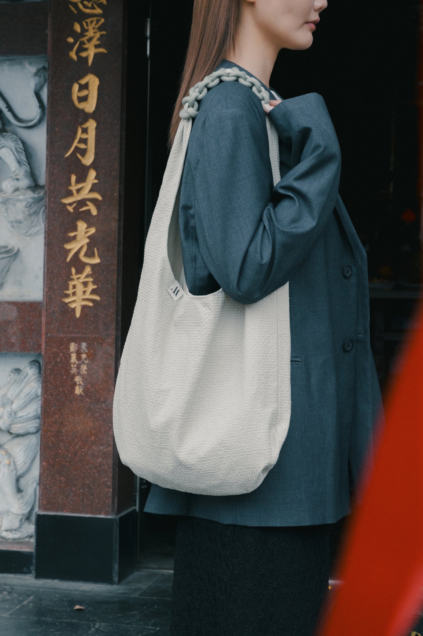 牛角型編織外出包|M
