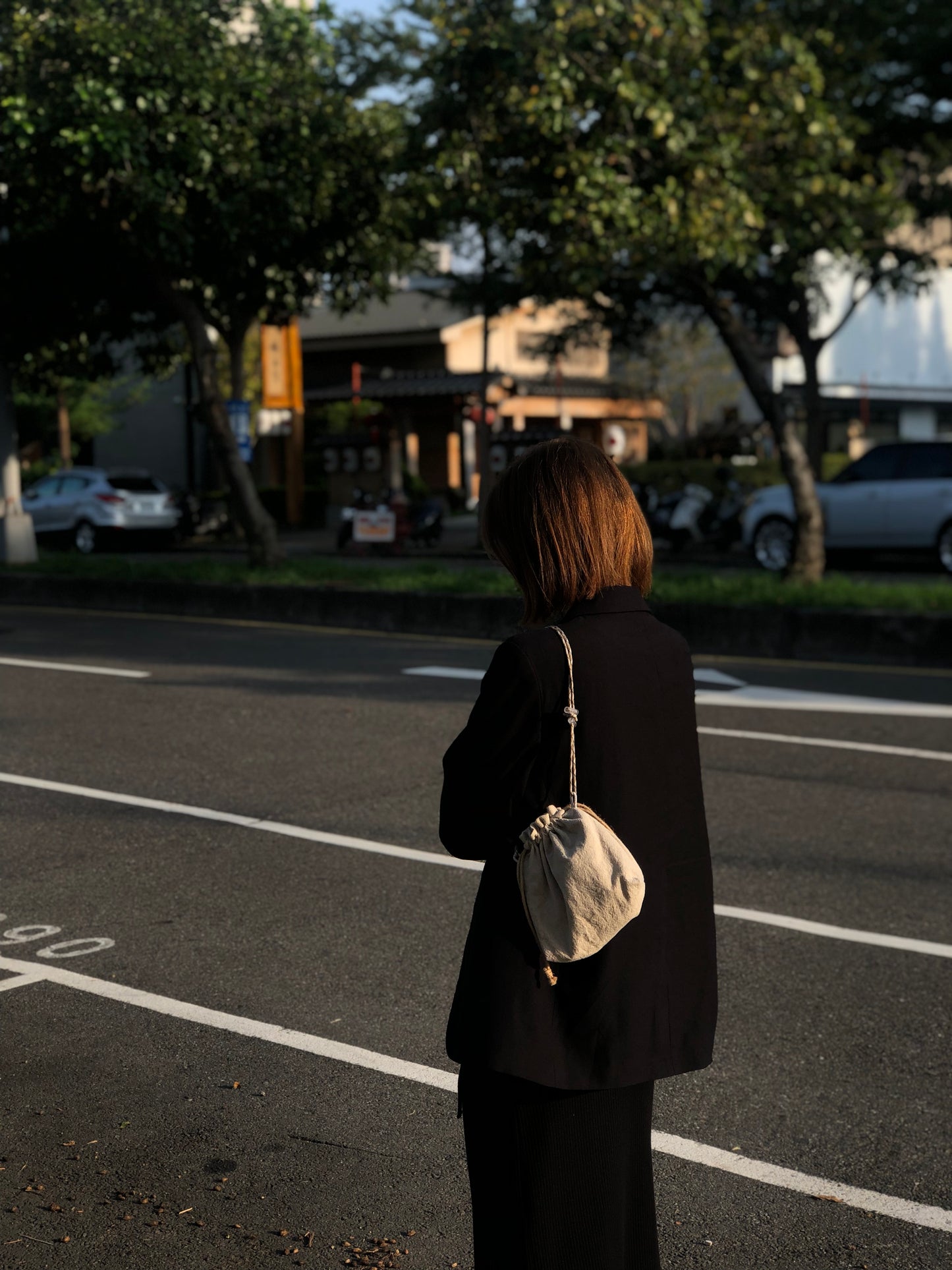 背繩錦囊包・原色棉麻